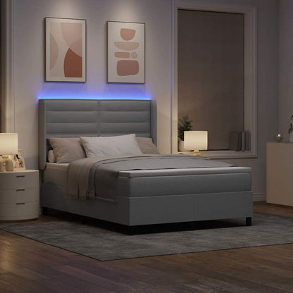 Letto a Sorgente LED Grigio chiaro 140 x 190 cm Tessuto