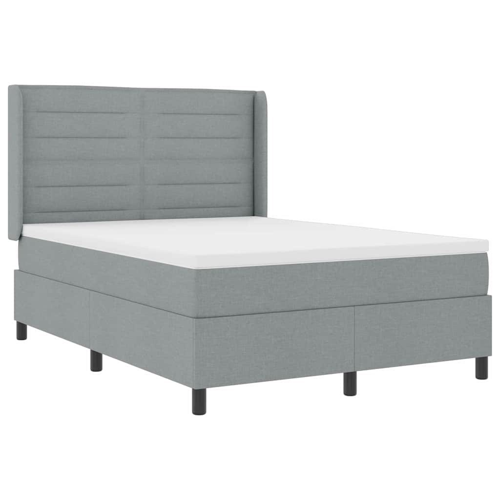 Letto a Sorgente LED Grigio chiaro 140 x 190 cm Tessuto