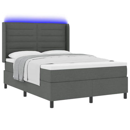 Letto a Sorgente LED Grigio scuro 140 x 190 cm Tessuto