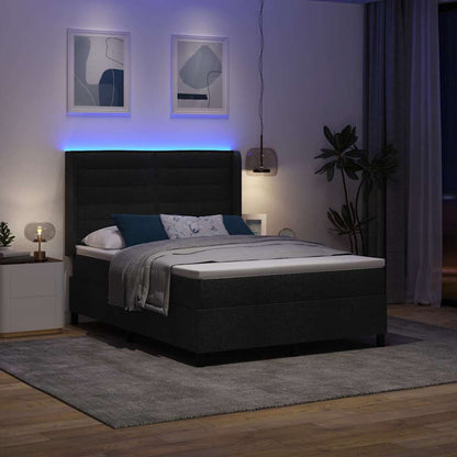 Letto a Sorgente LED con materasso Nero 140 x 190 cm Tessuto | homemem39