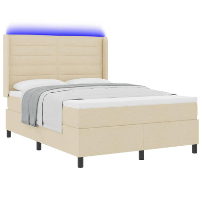 Letto a Sorgente LED con materasso Crema 140 x 190 cm Tessuto | homemem39