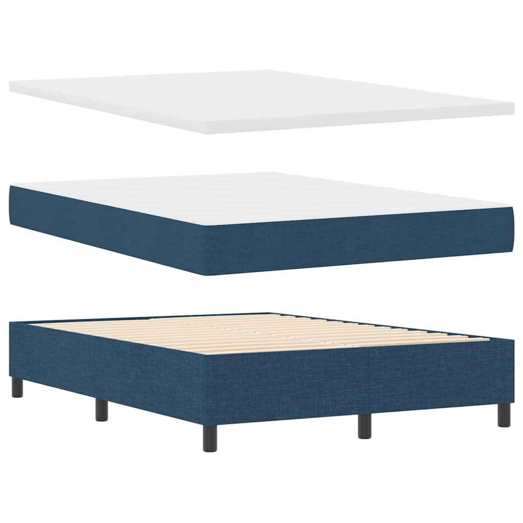 Letto a Sorgente LED con materasso Blu 140 x 190 cm Tessuto