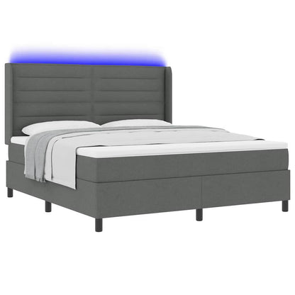Letto a Sorgente LED Grigio scuro 180 x 200 cm Tessuto