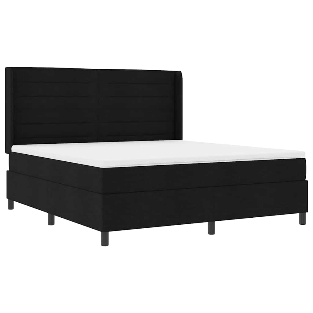 Letto a Sorgente LED con materasso Nero 180 x 200 cm Tessuto