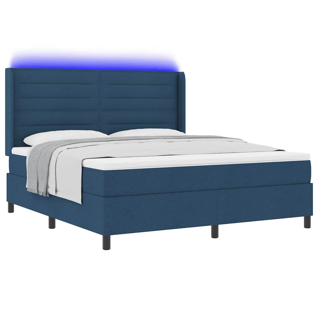Letto a Sorgente LED con materasso Blu 180 x 200 cm Tessuto | homemem39