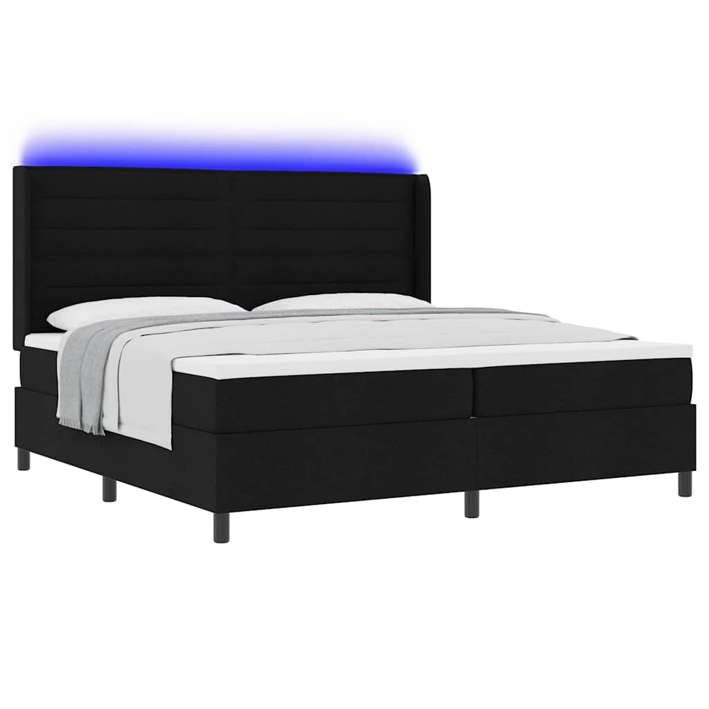 Letto a Sorgente LED con materasso Nero 200 x 200 cm Tessuto | homemem39