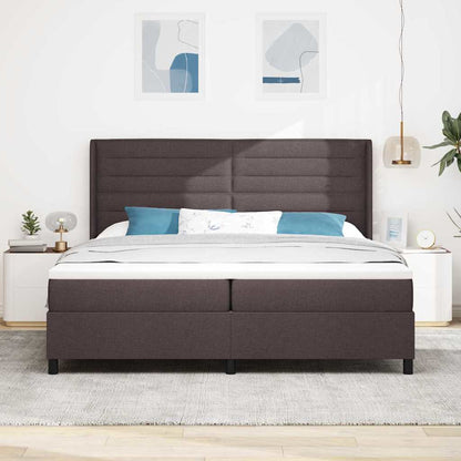 Letto a Sorgente LED Marrone Scuro 200 x 200 cm Tessuto | homemem39