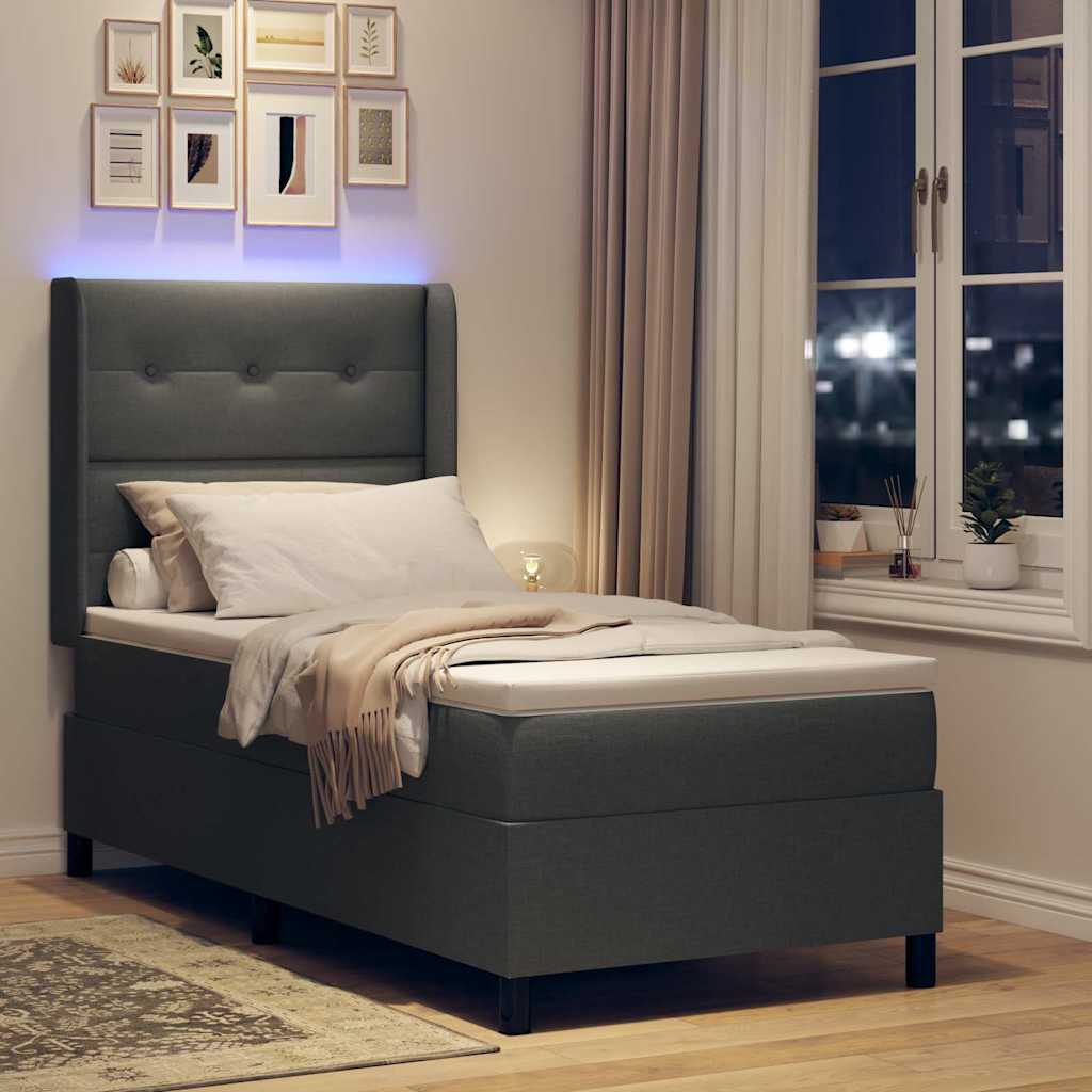 Letto a Sorgente LED Grigio chiaro 90 x 190 cm Tessuto | homemem39