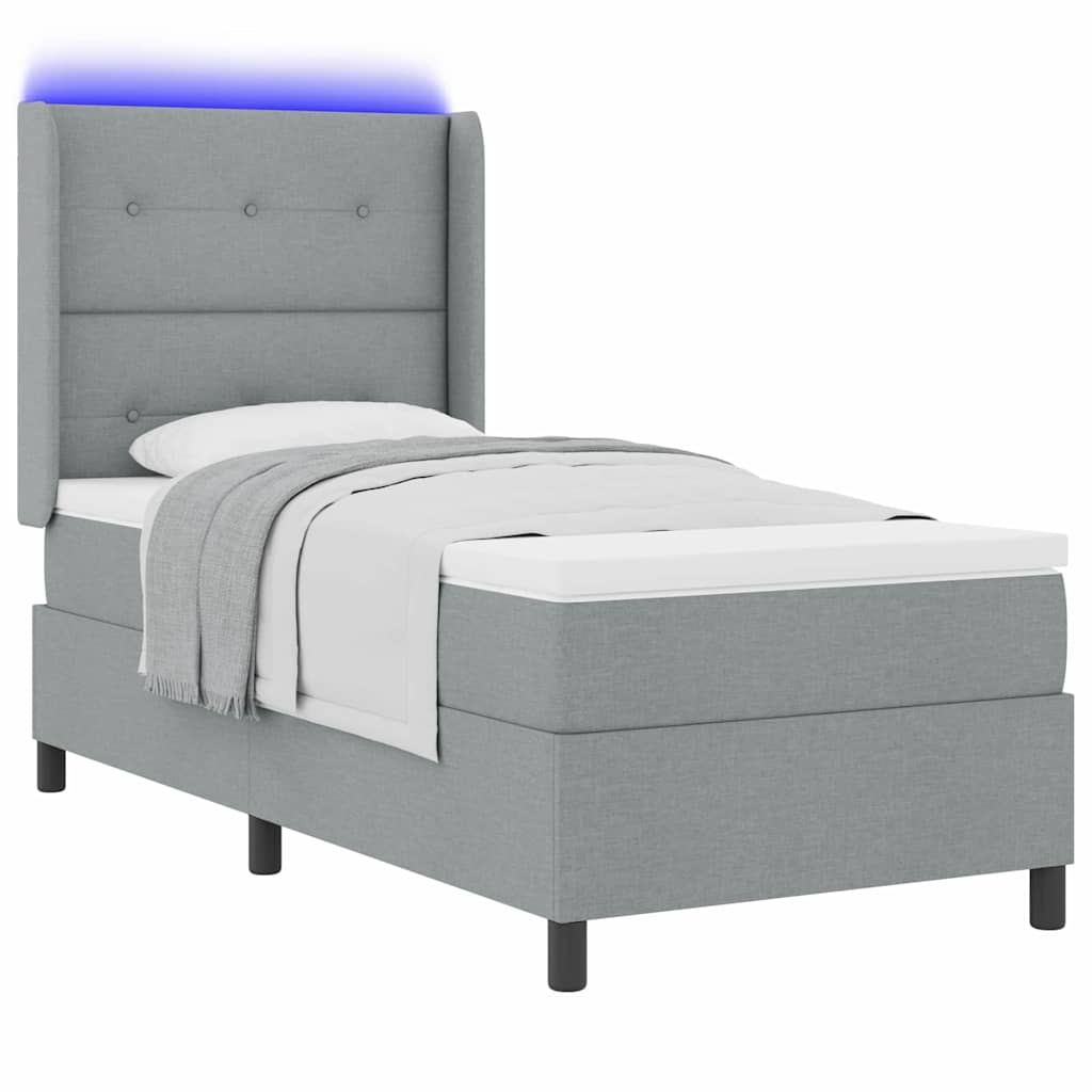 Letto a Sorgente LED Grigio chiaro 90 x 190 cm Tessuto | homemem39
