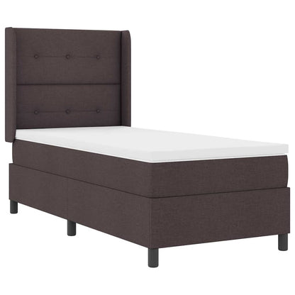Letto a molle con materasso Marrone scuro 100 x 200 cm Tessuto