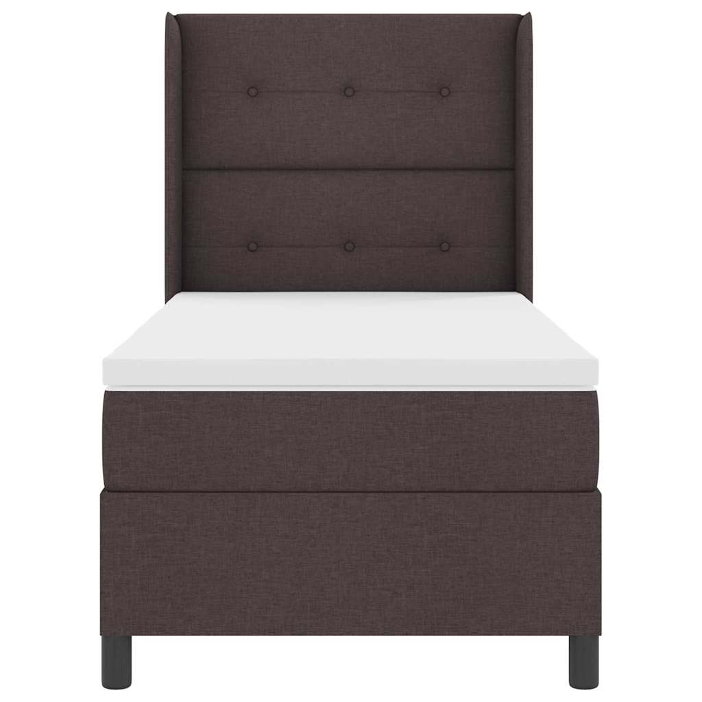Letto a molle con materasso Marrone scuro 100 x 200 cm Tessuto