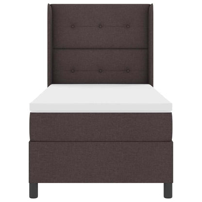 Letto a molle con materasso Marrone scuro 100 x 200 cm Tessuto