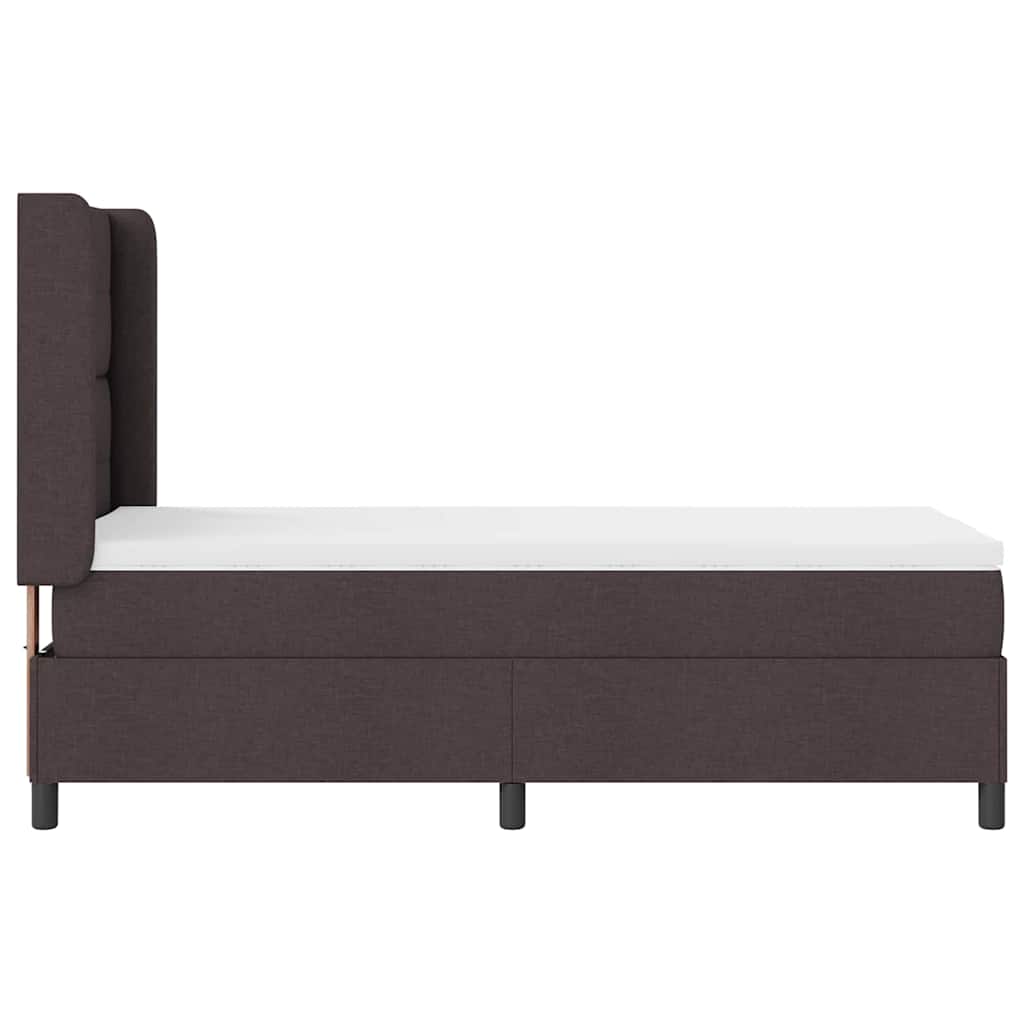 Letto a molle con materasso Marrone scuro 100 x 200 cm Tessuto