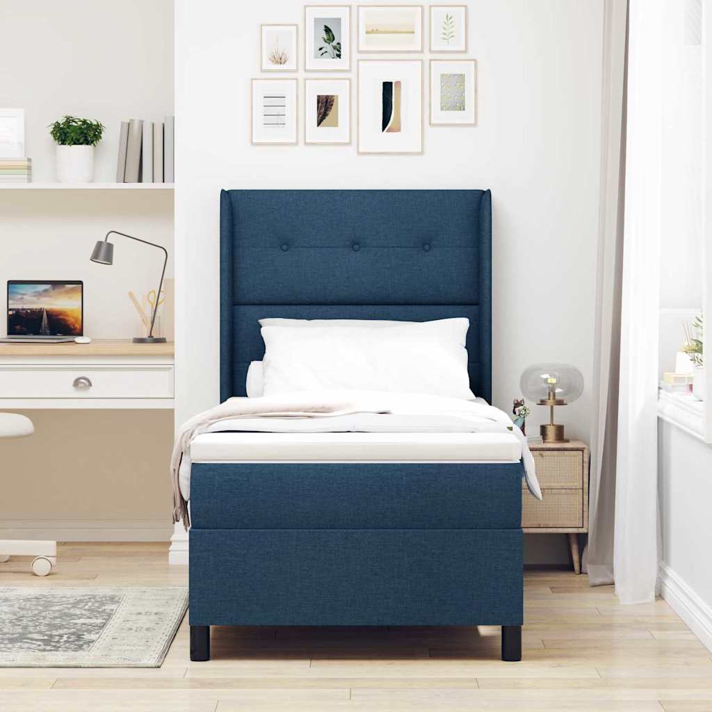 Letto a Sorgente LED con testiera Blu 100 x 200 cm Tessuto | homemem39