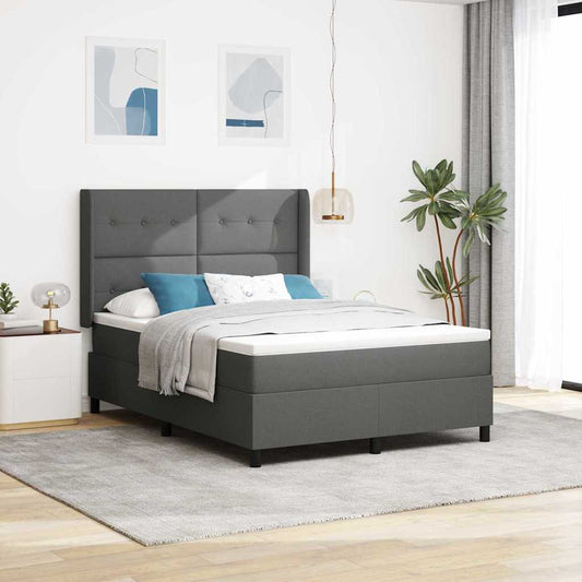 Letto a Sorgente LED Grigio scuro 140 x 190 cm Tessuto | homemem39