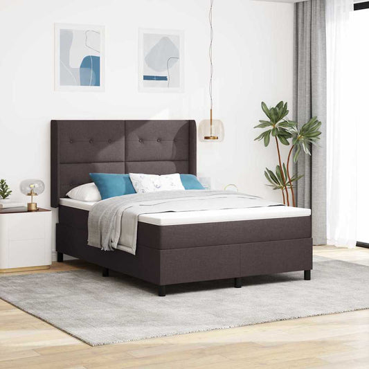 Letto a Sorgente LED Marrone Scuro 140 x 190 cm Tessuto | homemem39