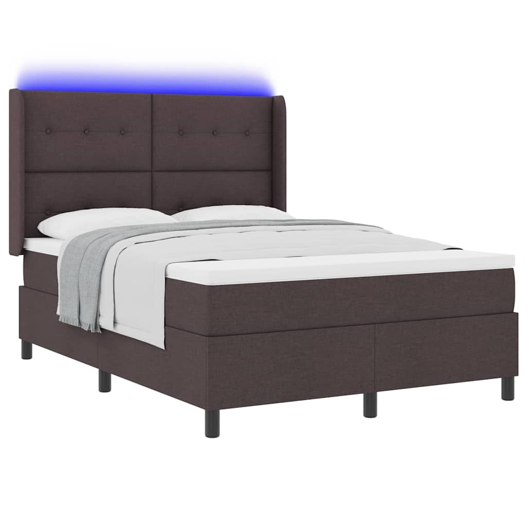 Letto a Sorgente LED Marrone Scuro 140 x 190 cm Tessuto | homemem39