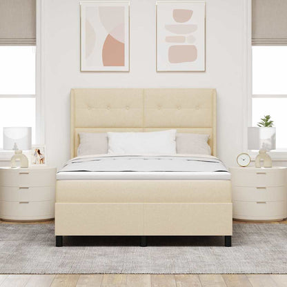 Letto a Sorgente LED con testiera Crema 140 x 190 cm Tessuto | homemem39