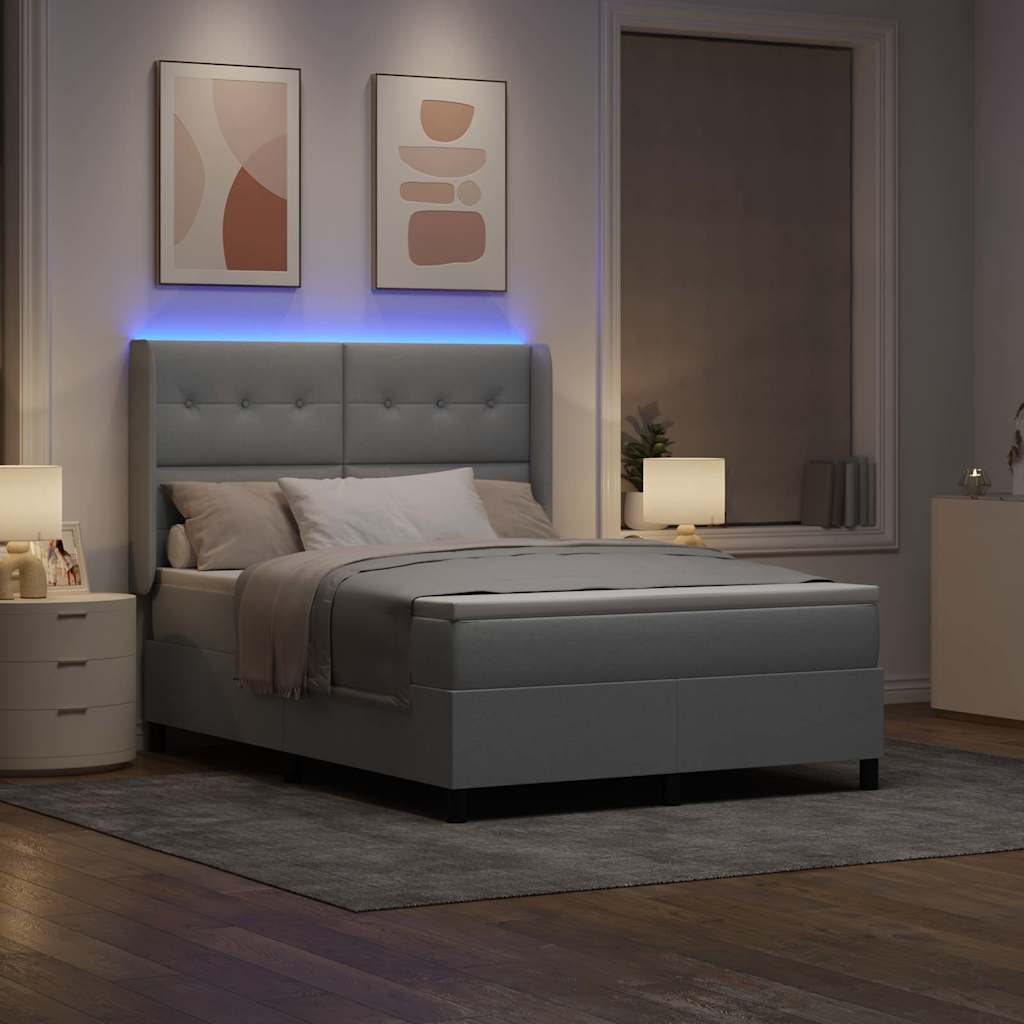 Letto a Sorgente LED Grigio chiaro 140 x 200 cm Tessuto | homemem39