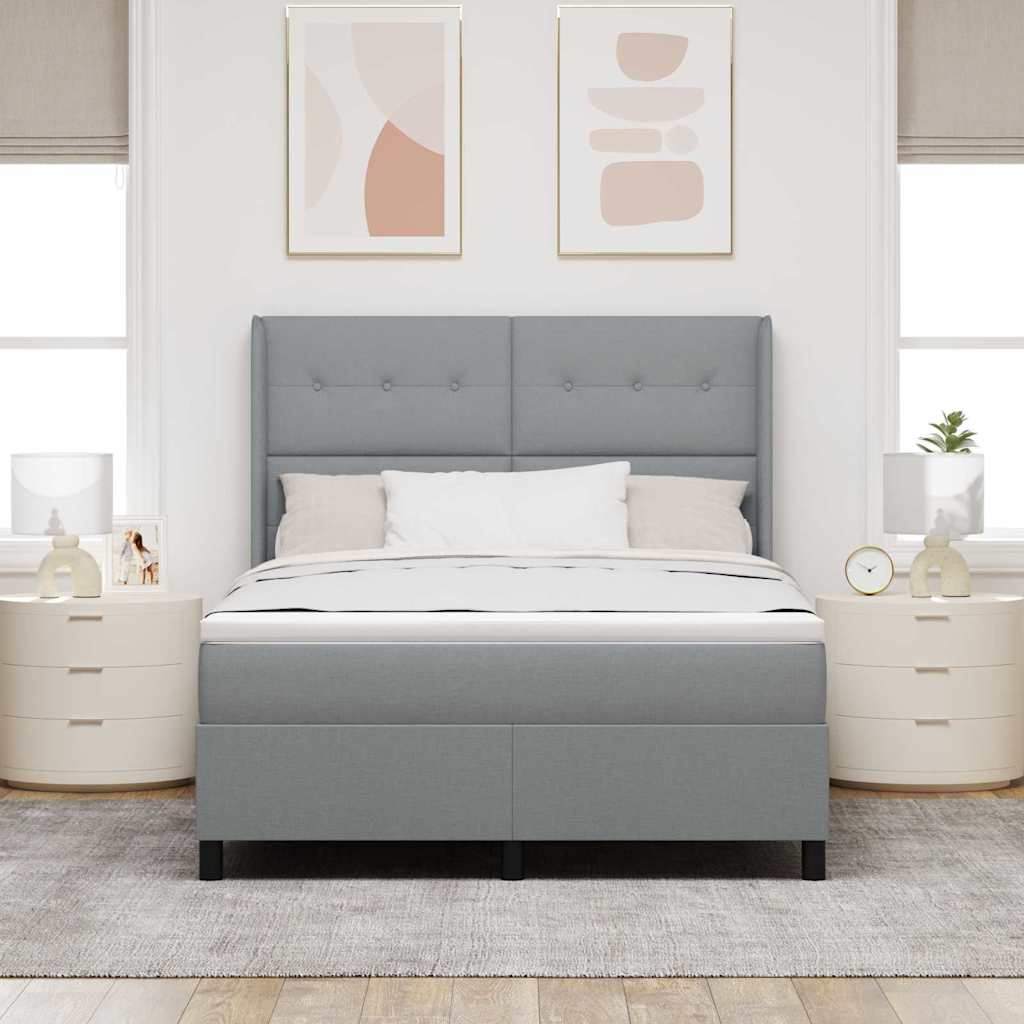 Letto a Sorgente LED Grigio chiaro 140 x 200 cm Tessuto | homemem39