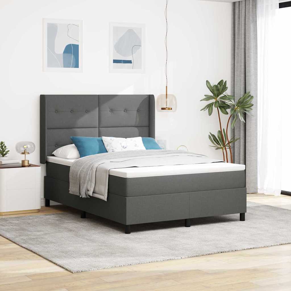 Letto a Sorgente LED Grigio scuro 140 x 200 cm Tessuto | homemem39