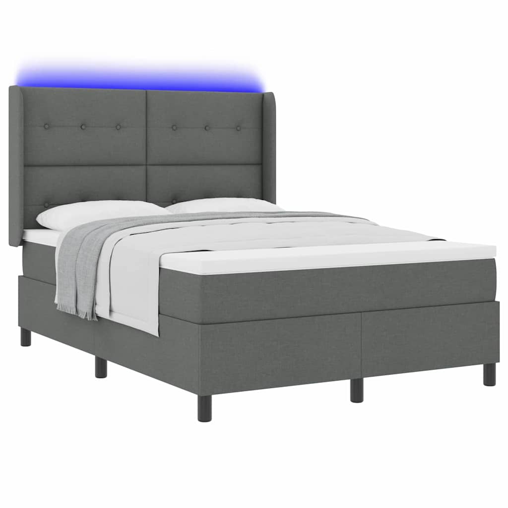 Letto a Sorgente LED Grigio scuro 140 x 200 cm Tessuto | homemem39