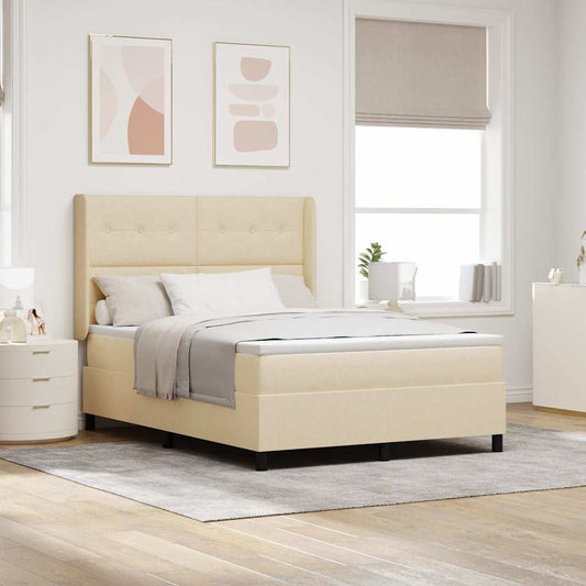 Letto a Sorgente LED con testiera Crema 140 x 200 cm Tessuto | homemem39