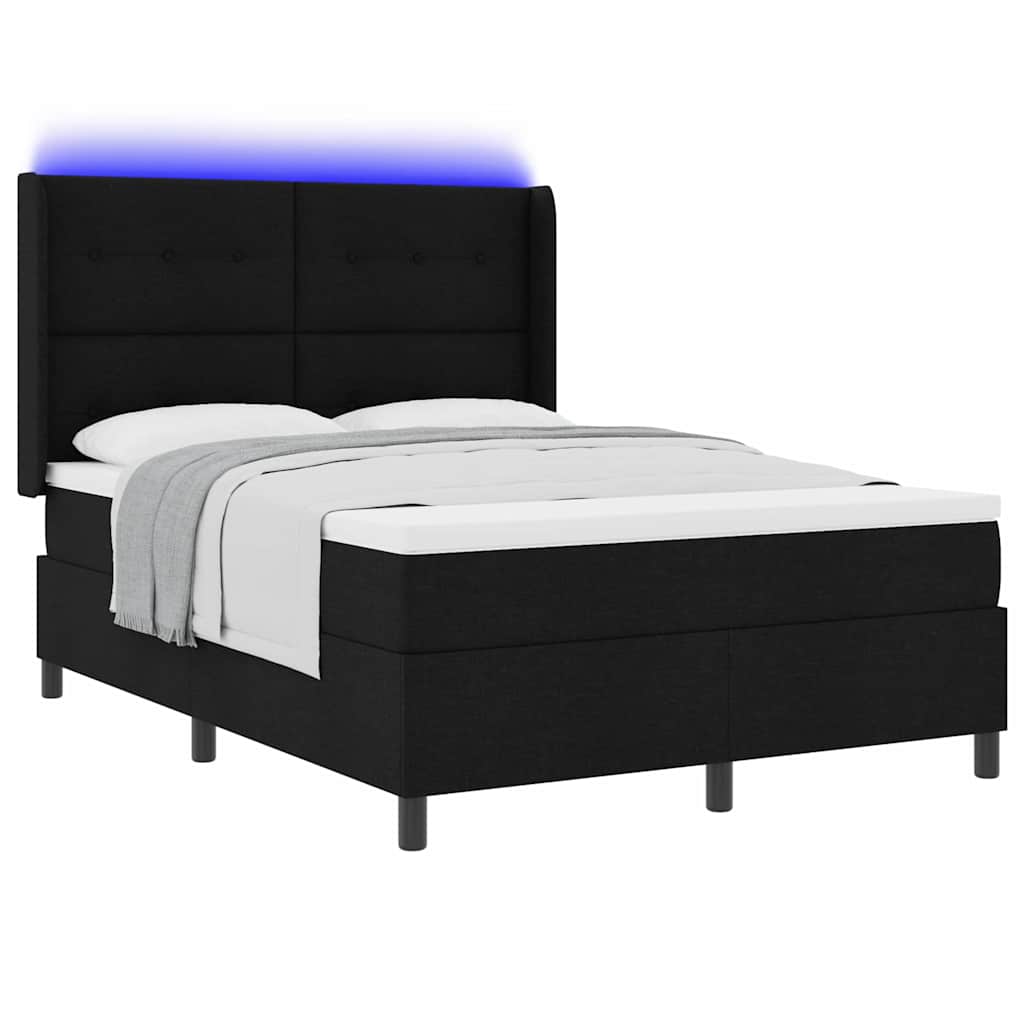 Letto a Sorgente LED con testiera Nero 160 x 200 cm Tessuto | homemem39