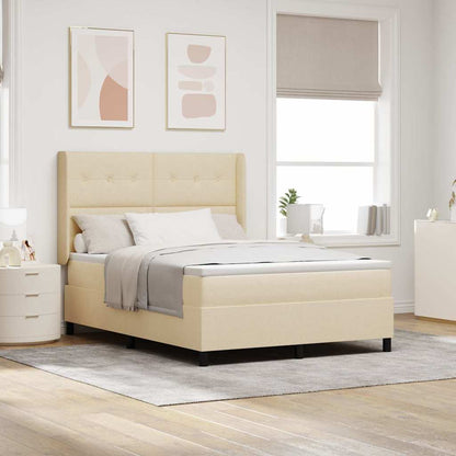 Letto a Sorgente LED con testiera Crema 160 x 200 cm Tessuto | homemem39
