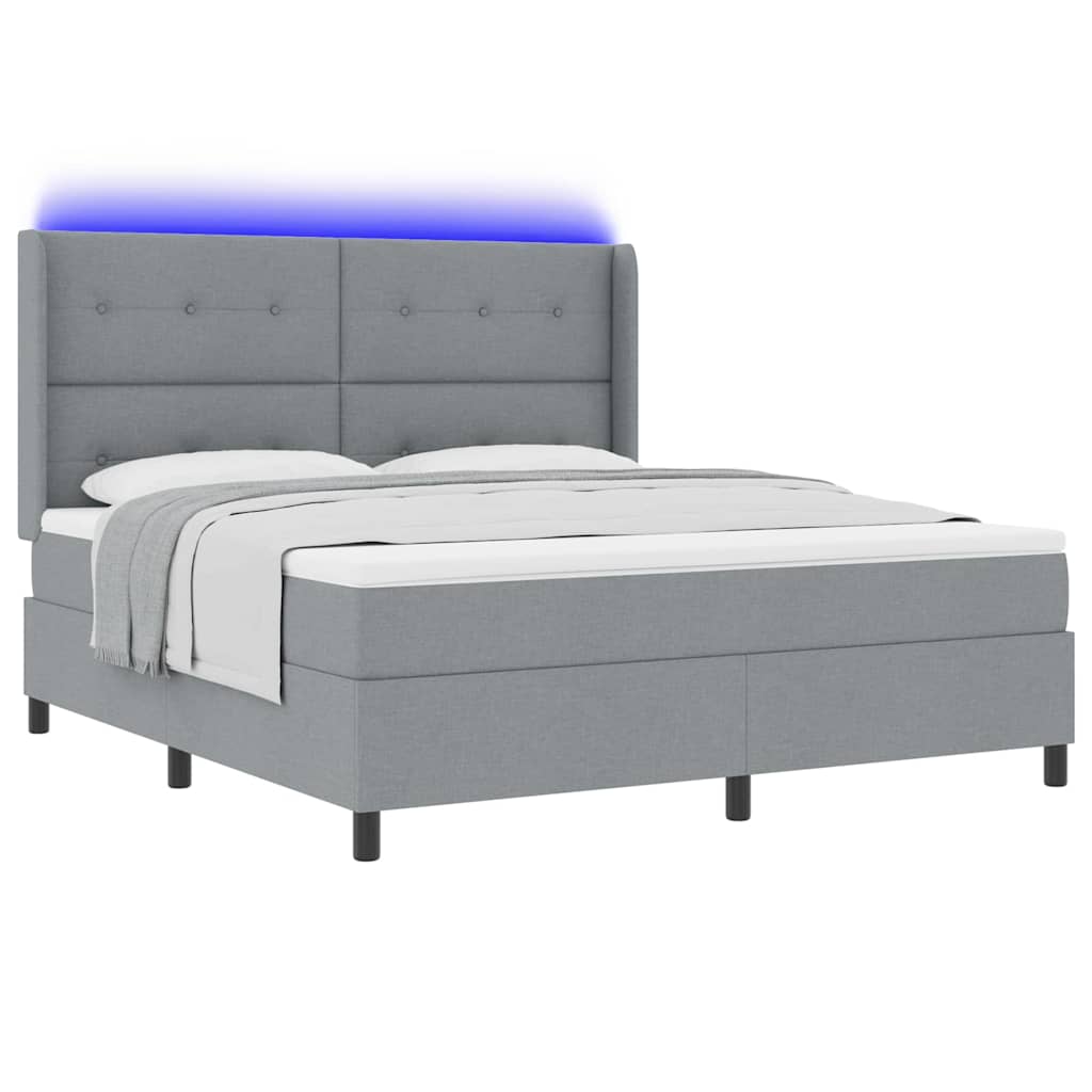 Letto a Sorgente LED Grigio chiaro 180 x 200 cm Tessuto | homemem39