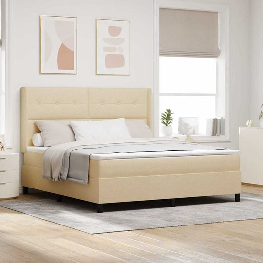 Letto a Sorgente LED con testiera Crema 180 x 200 cm Tessuto | homemem39