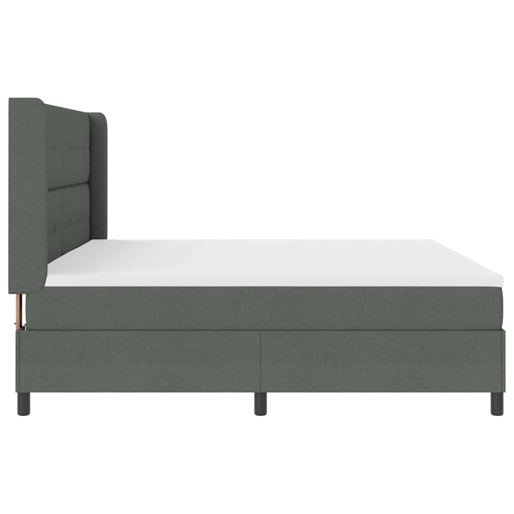 Letto a molle con materasso Grigio scuro 200 x 200 cm Tessuto