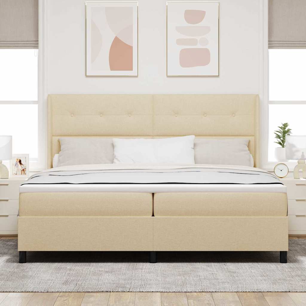 Letto a Sorgente LED con testiera Crema 200 x 200 cm Tessuto | homemem39