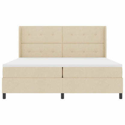 Letto a Sorgente LED con testiera Crema 200 x 200 cm Tessuto | homemem39