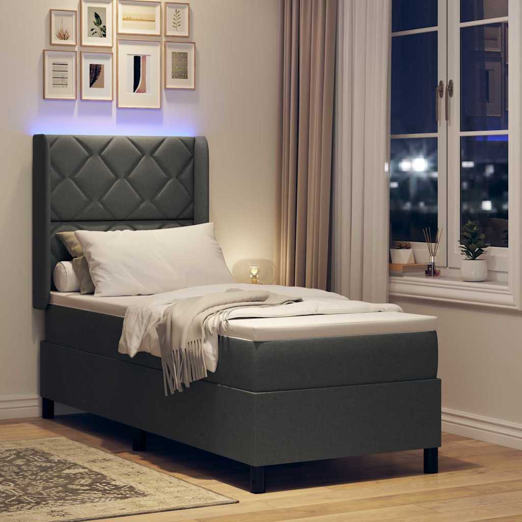 Letto a Sorgente LED Grigio scuro 80 x 200 cm Tessuto | homemem39