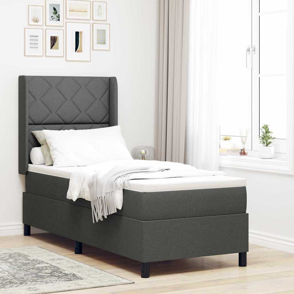 Letto a Sorgente LED Grigio scuro 80 x 200 cm Tessuto | homemem39
