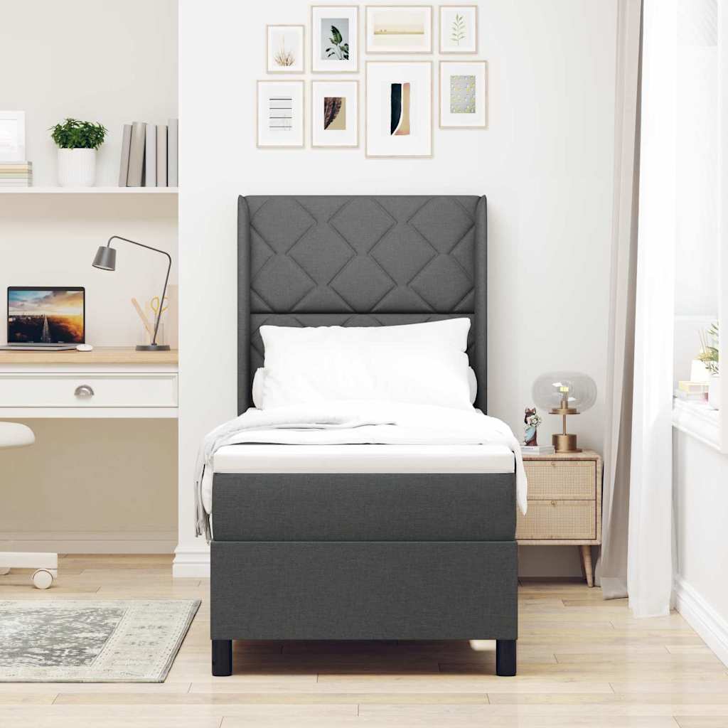 Letto a Sorgente LED Grigio scuro 80 x 200 cm Tessuto | homemem39