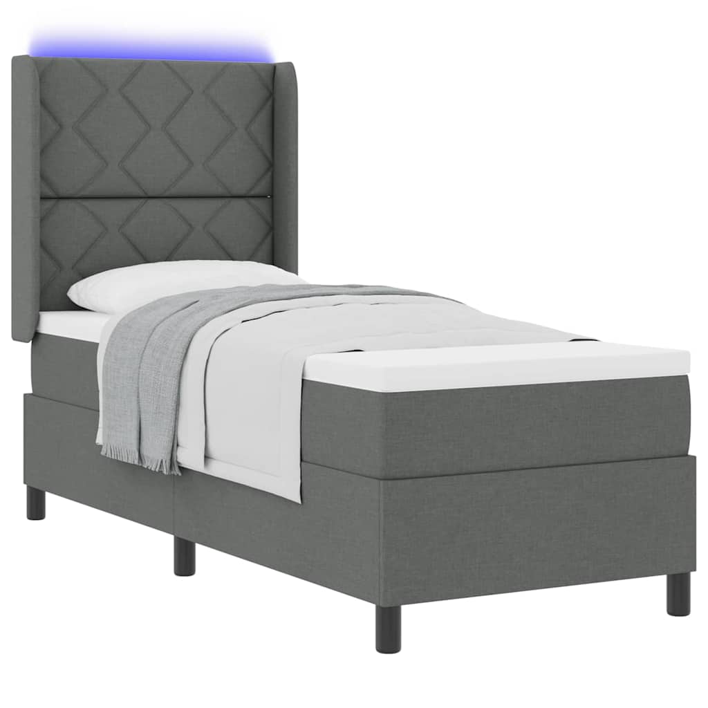 Letto a Sorgente LED Grigio scuro 80 x 200 cm Tessuto | homemem39