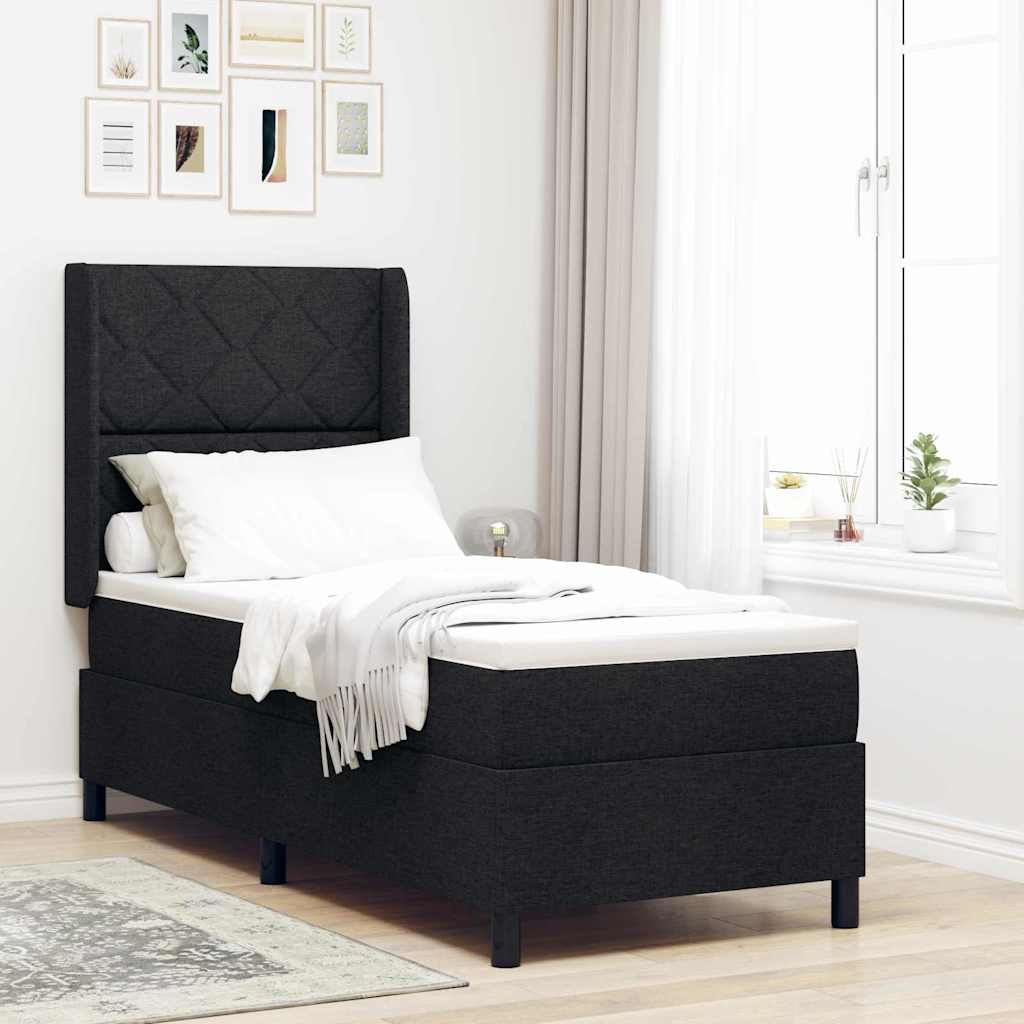 Letto a Sorgente LED con testiera Nero 80 x 200 cm Tessuto