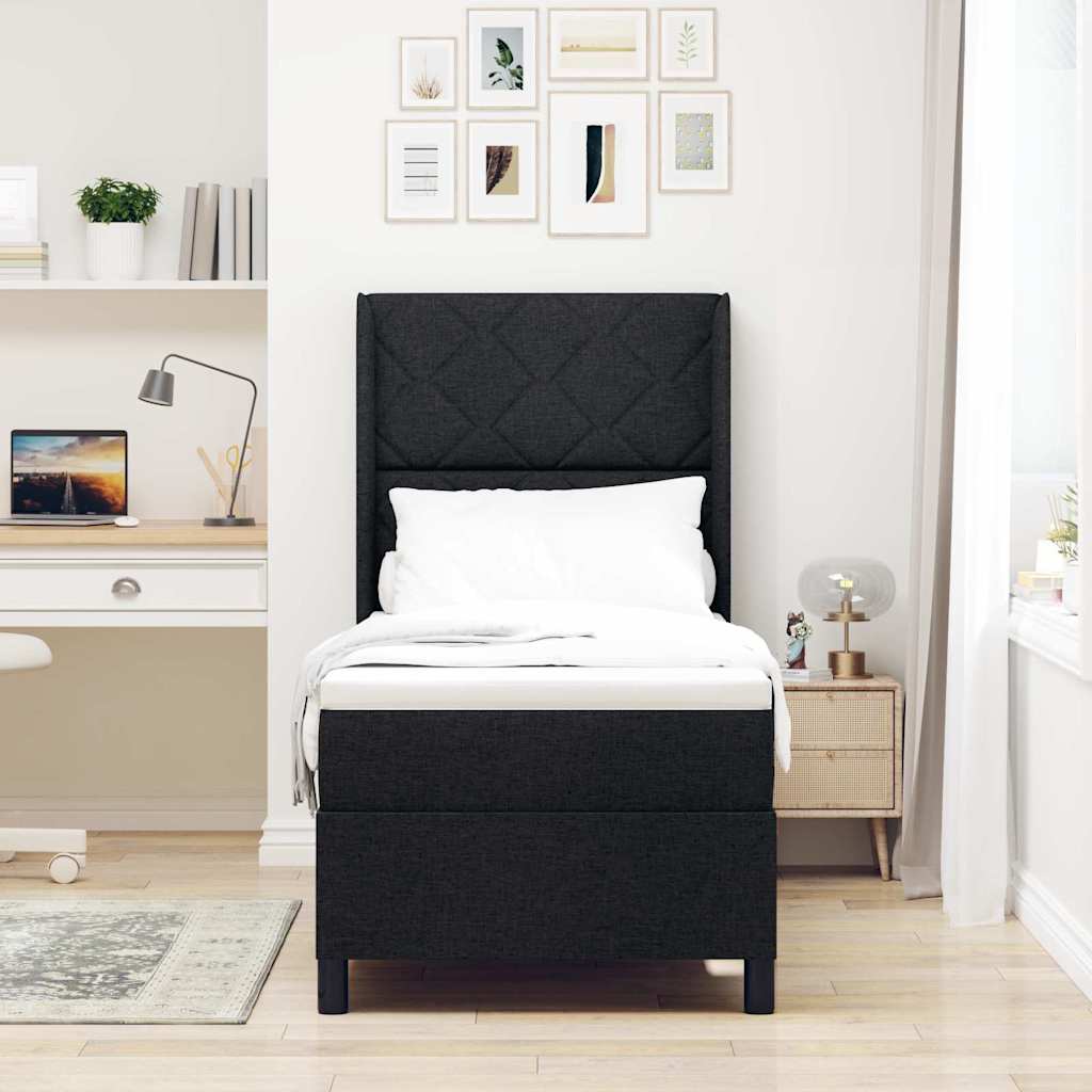 Letto a Sorgente LED con testiera Nero 80 x 200 cm Tessuto | homemem39