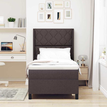 Letto a Sorgente LED Marrone Scuro 100 x 200 cm Tessuto | homemem39