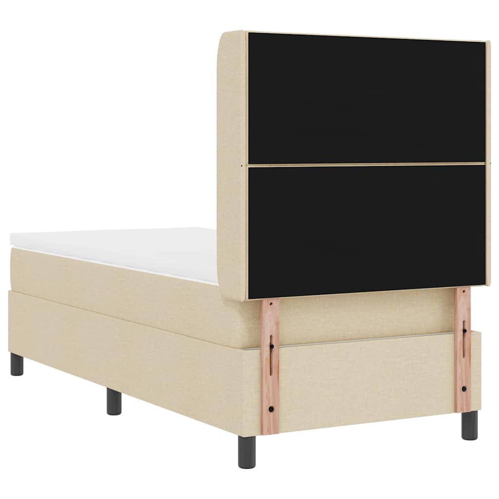 Letto a molle con materasso Crema 100 x 200 cm Tessuto