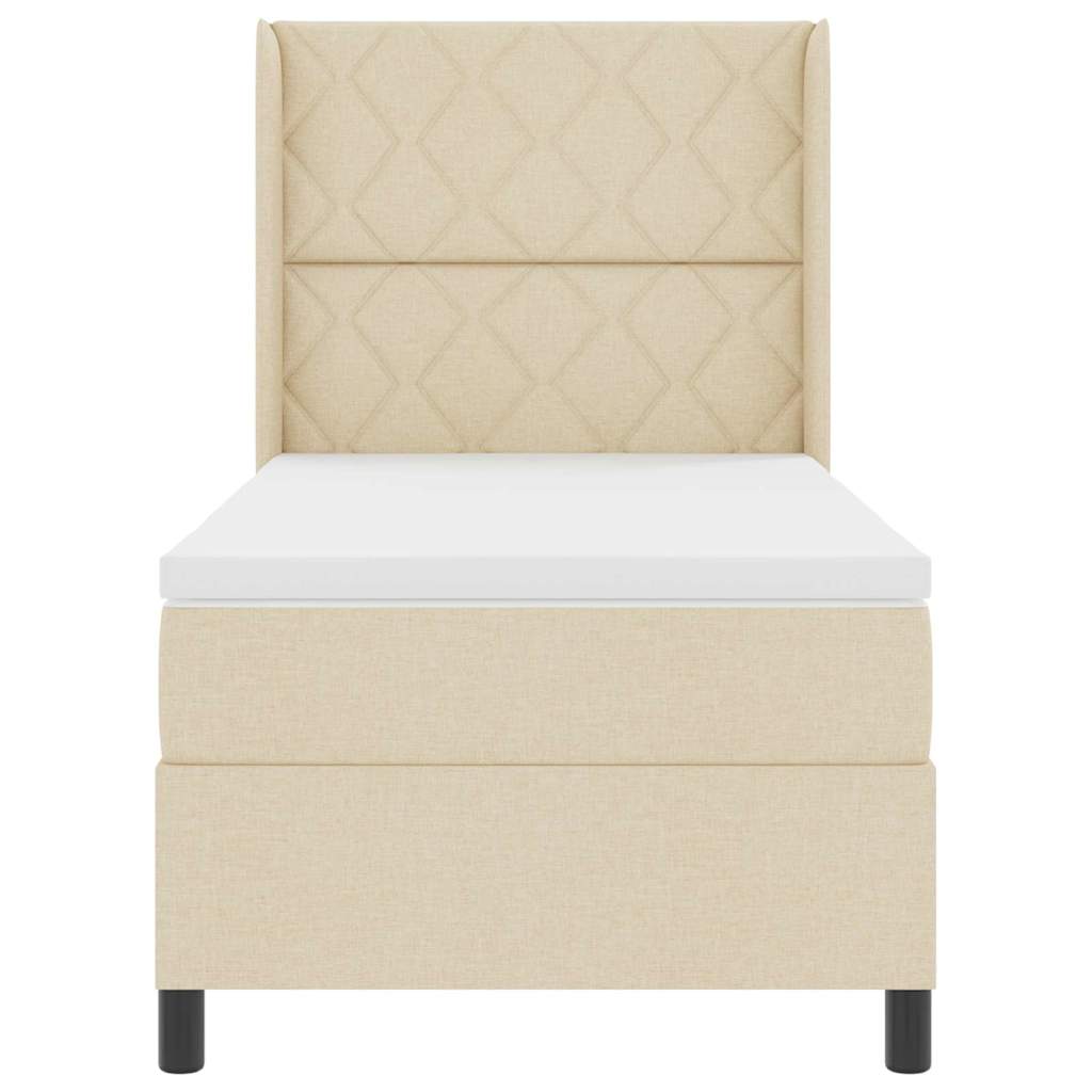 Letto a molle con materasso Crema 100 x 200 cm Tessuto