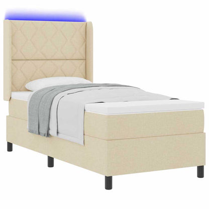 Letto a molle con materasso Crema 100 x 200 cm Tessuto