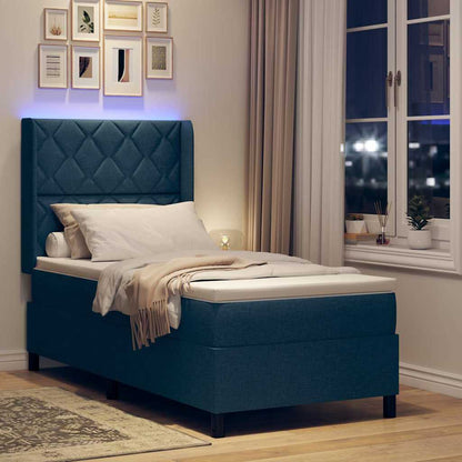 Letto a Sorgente LED con testiera Blu 100 x 200 cm Tessuto | homemem39