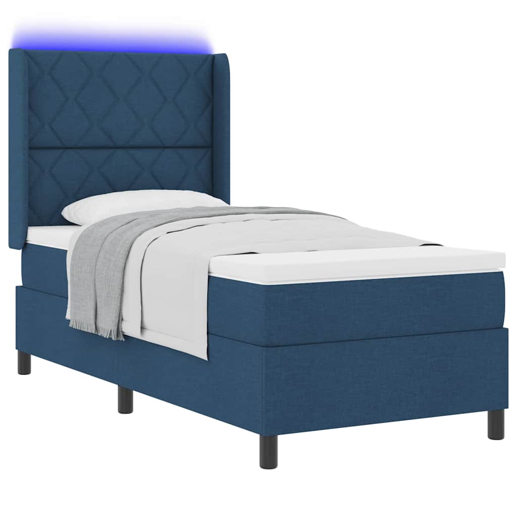 Letto a Sorgente LED con testiera Blu 100 x 200 cm Tessuto | homemem39