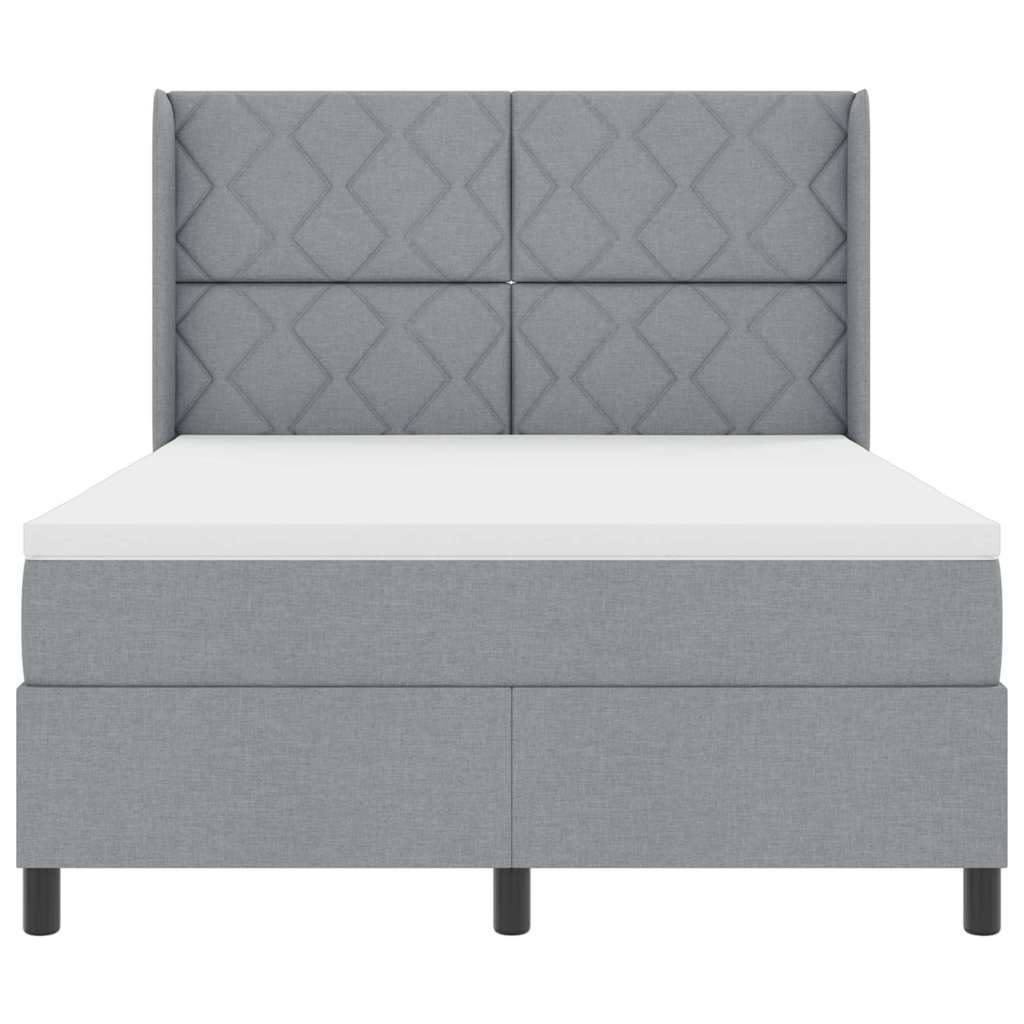 Letto a molle con materasso Grigio chiaro 140 x 190 cm Tessuto