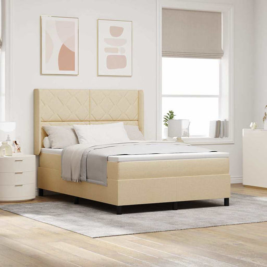 Letto a Sorgente LED con testiera Crema 140 x 190 cm Tessuto | homemem39
