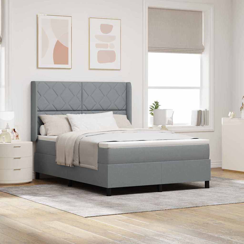 Letto a Sorgente LED Grigio chiaro 140 x 200 cm Tessuto | homemem39