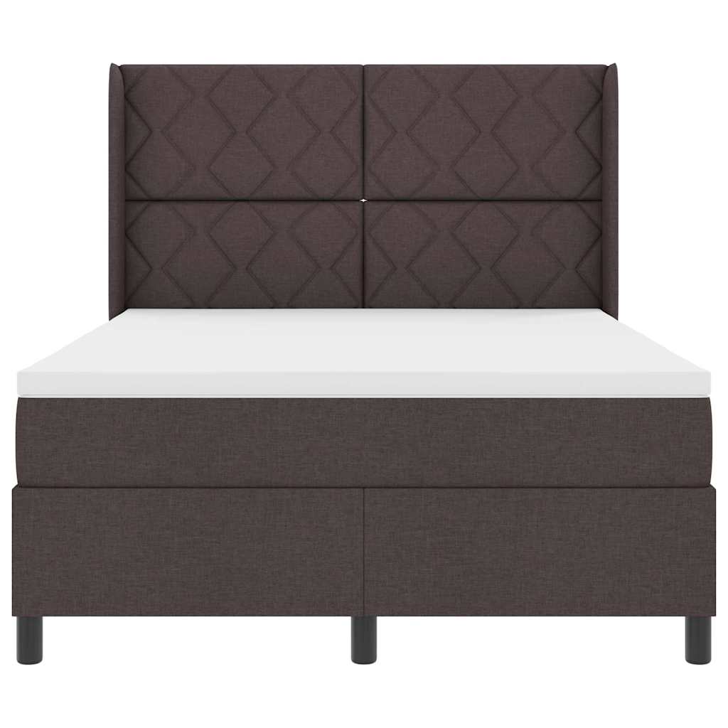 Letto a molle con materasso Marrone scuro 140 x 200 cm Tessuto